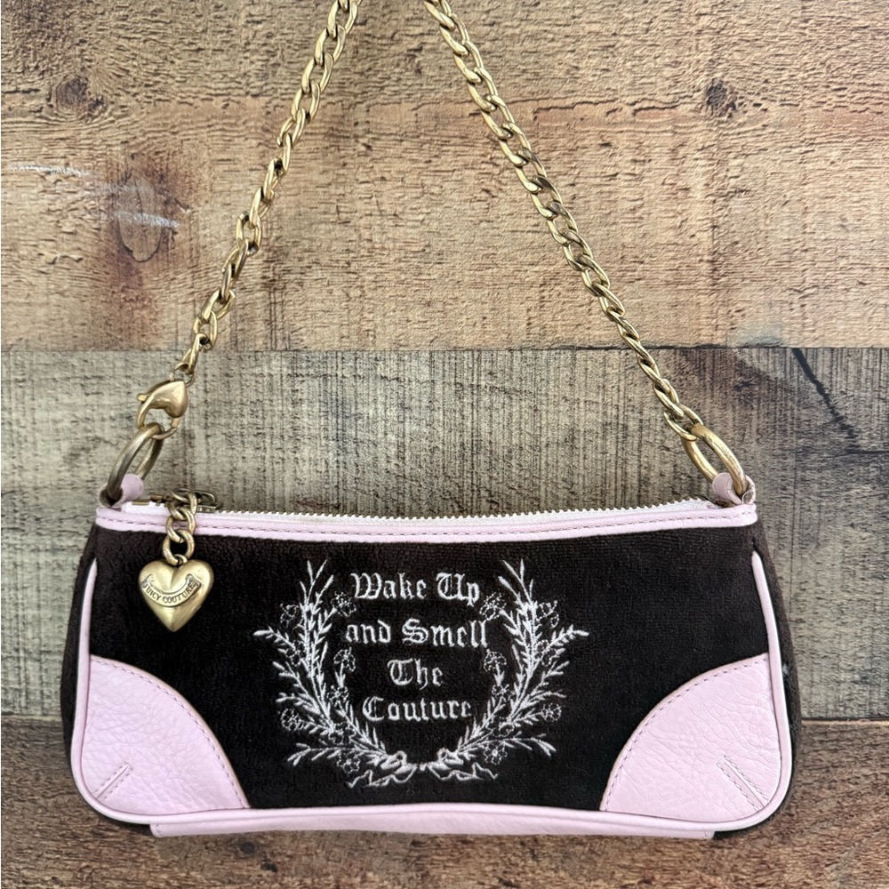 VTG Juicy Couture Baguette Y2K Leather/Velour Shoulder Bag